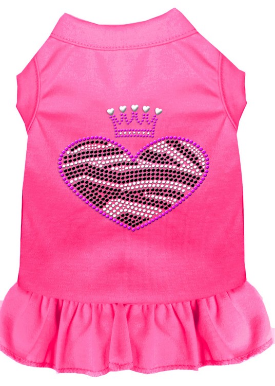 Zebra Heart Rhinestone Dress Bright Pink XS